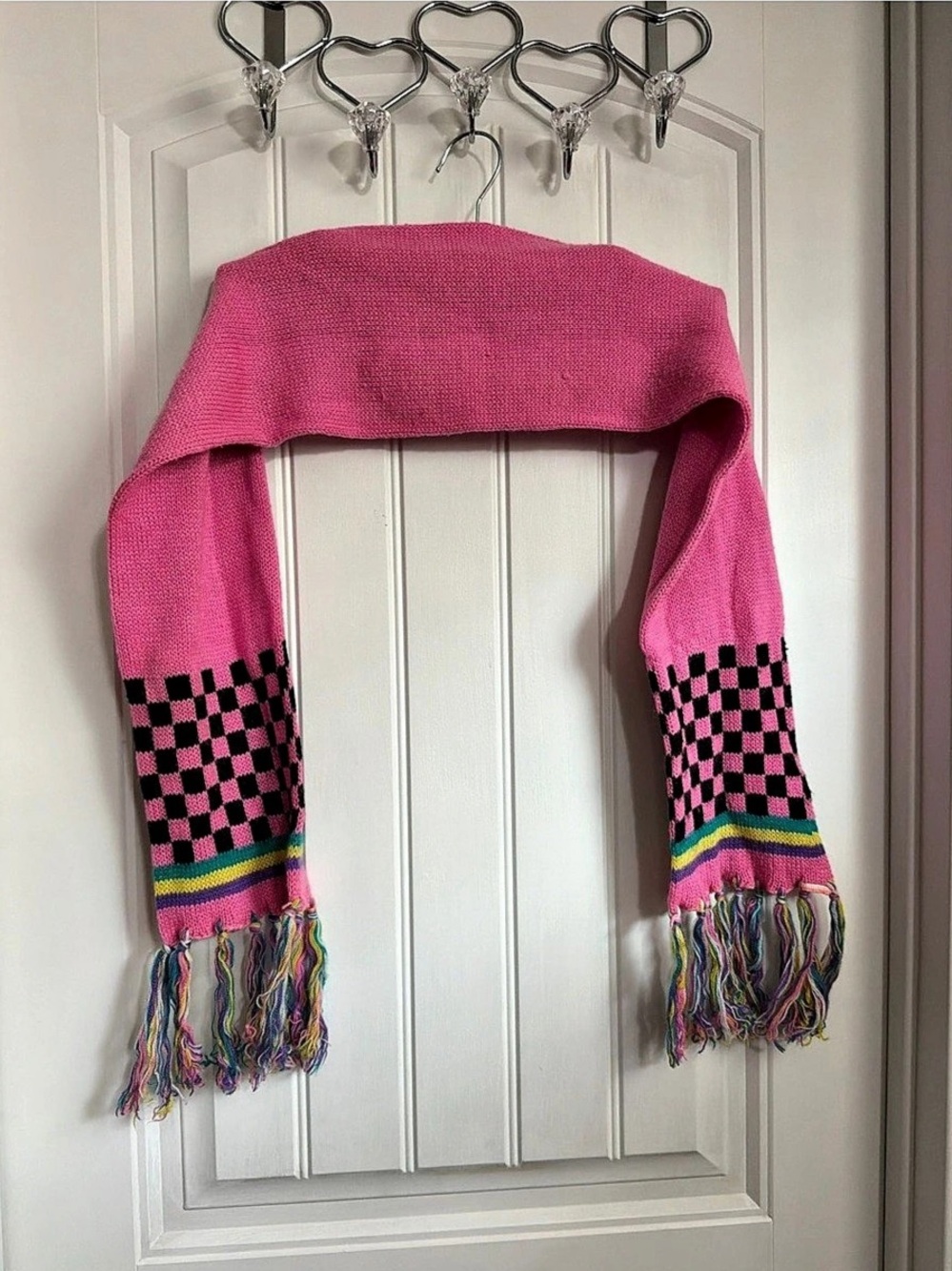 VANS kids Pink & Black Checkered knitted Scarf